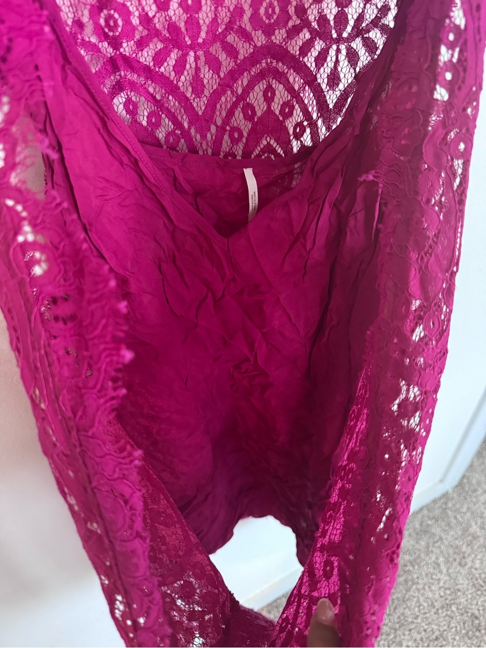 Free People Fuchsia Crochet Lace dress - Picture 3 of 5
